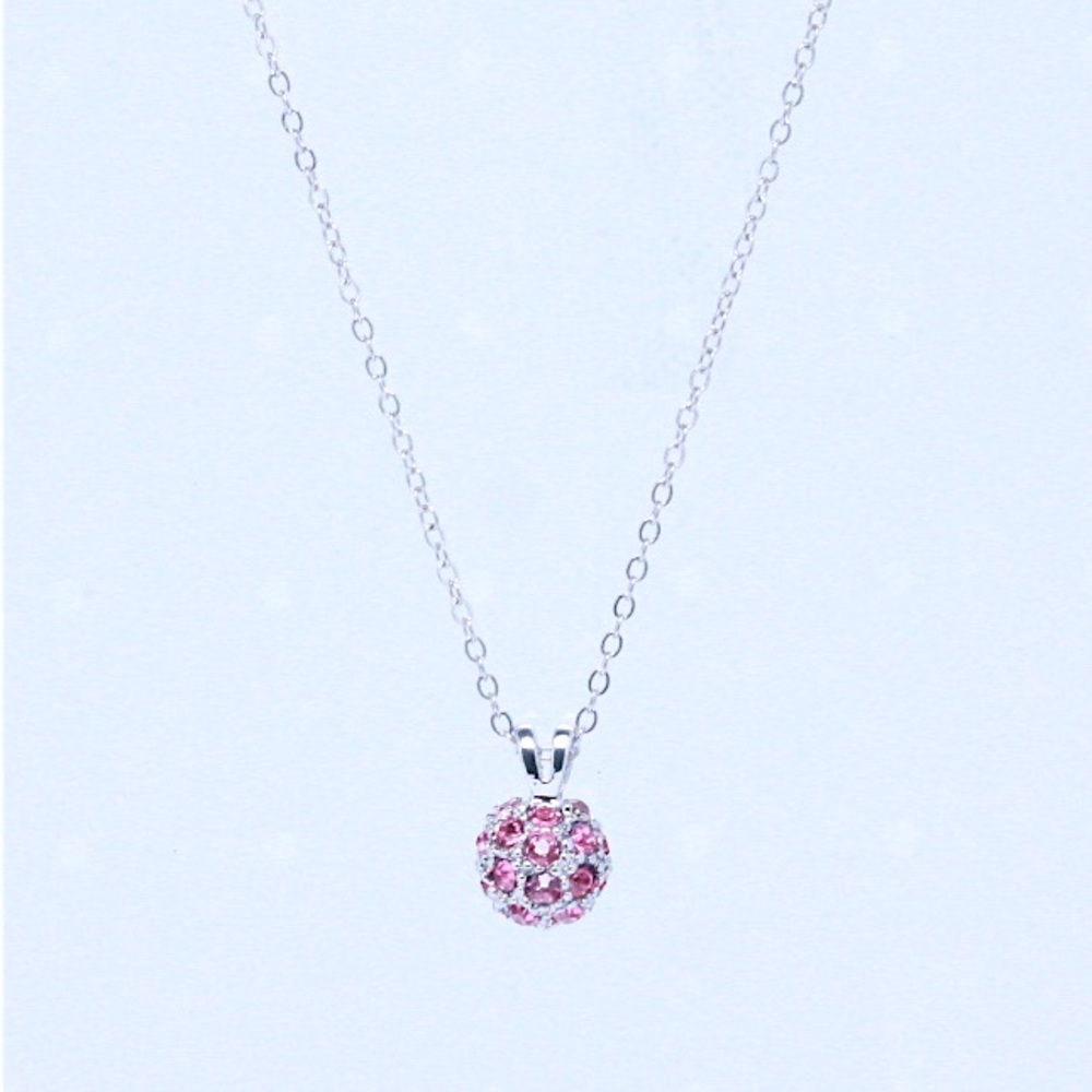Disco Ball Pink Accented Pendant Necklace